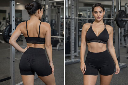 SET MOVIMIENTO - Short realce + Top sin costuras+🎁Medias grátis.